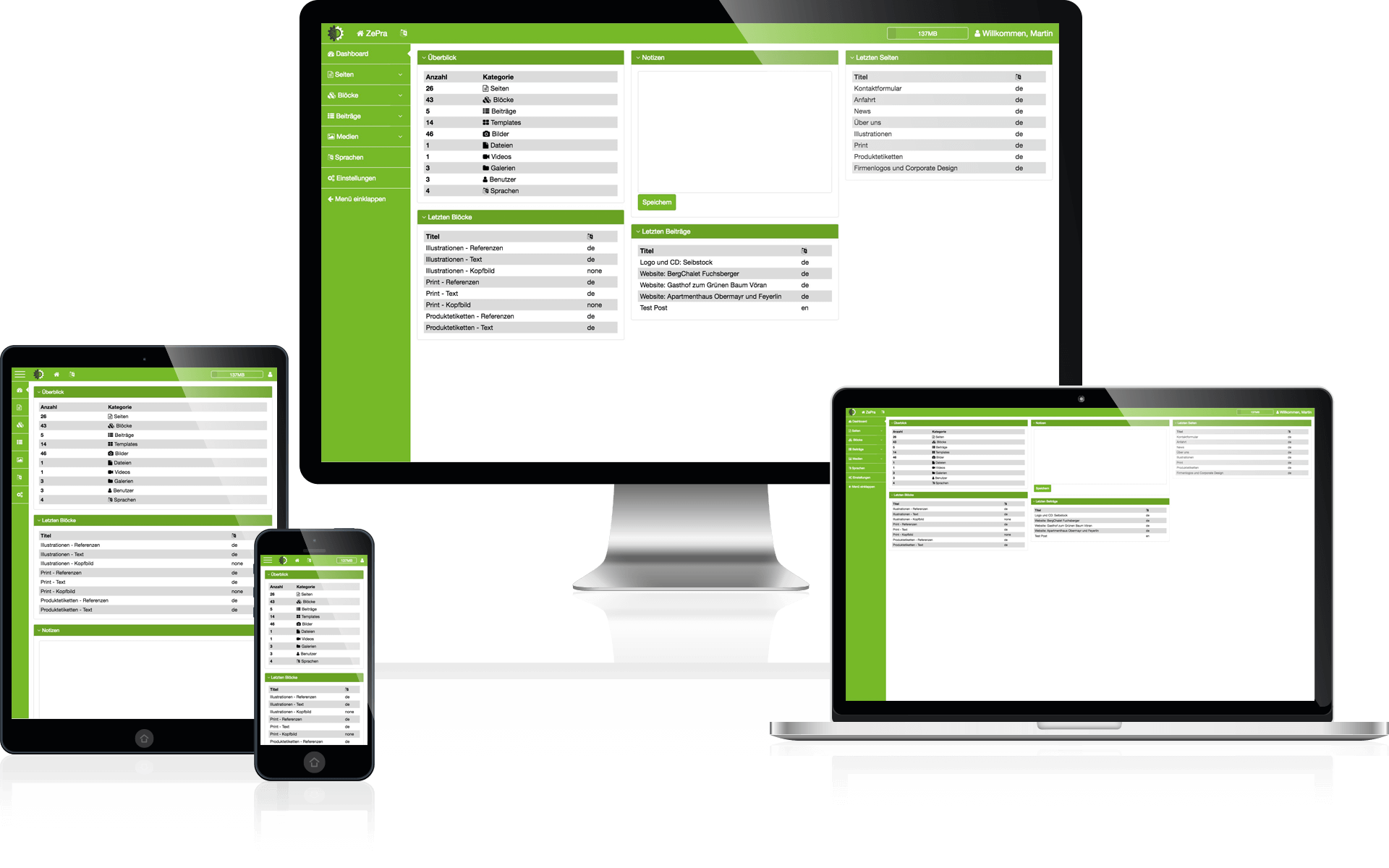 CMS zepra.it - Screenshots